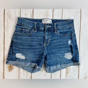 Abercrombie Kids Girls Distressed Denim Jean Midi Shorts Size 13 14